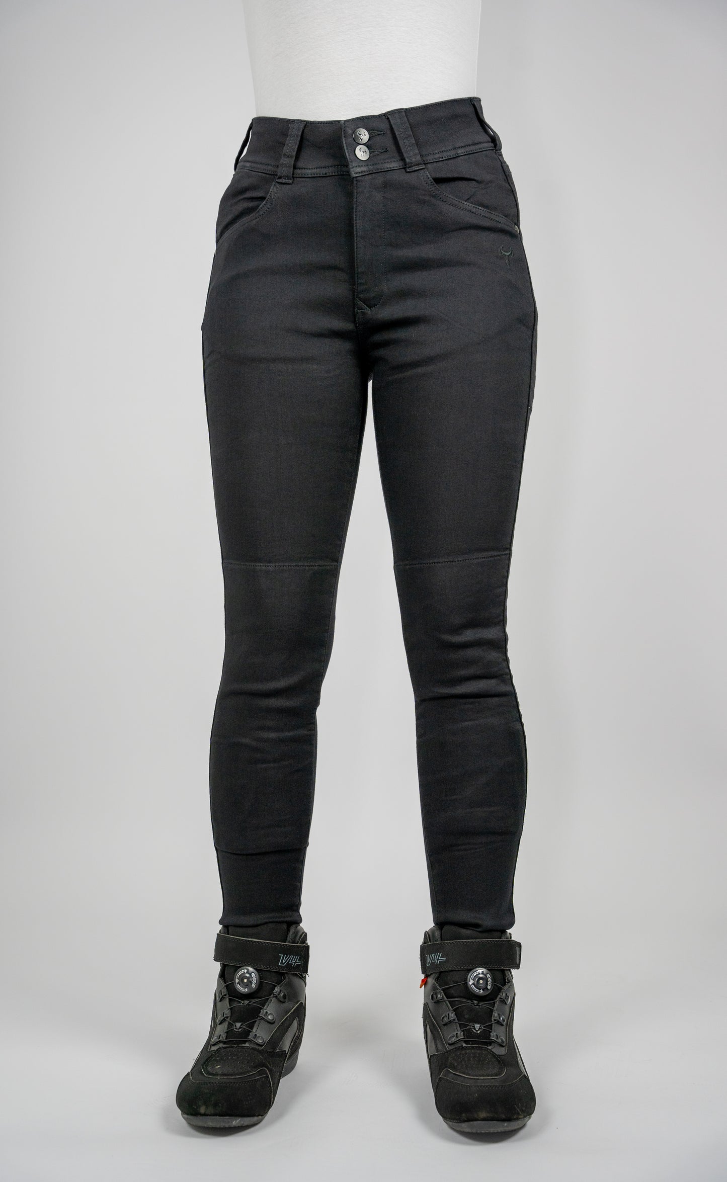 Ladies Fury Black Skinny Motorcycle Jeans