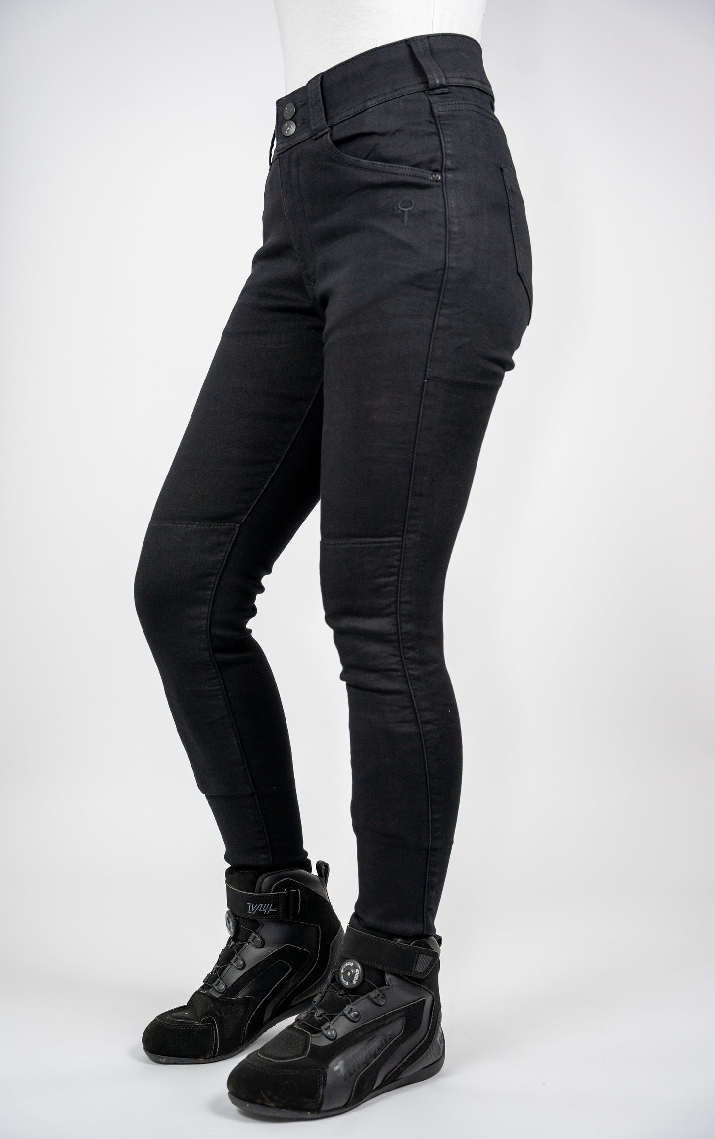 Ladies Fury Black Skinny Motorcycle Jeans