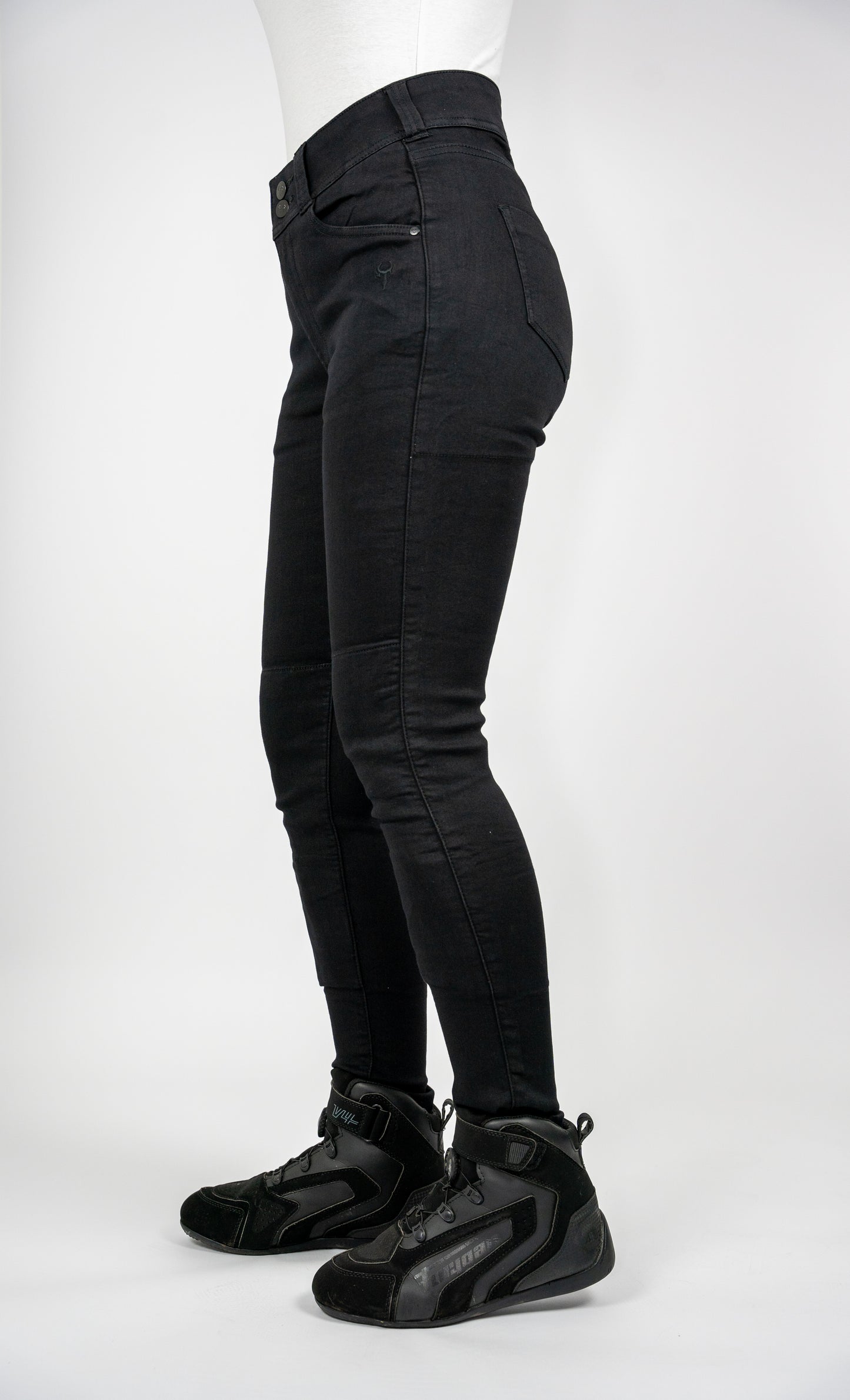 Ladies Fury Black Skinny Motorcycle Jeans