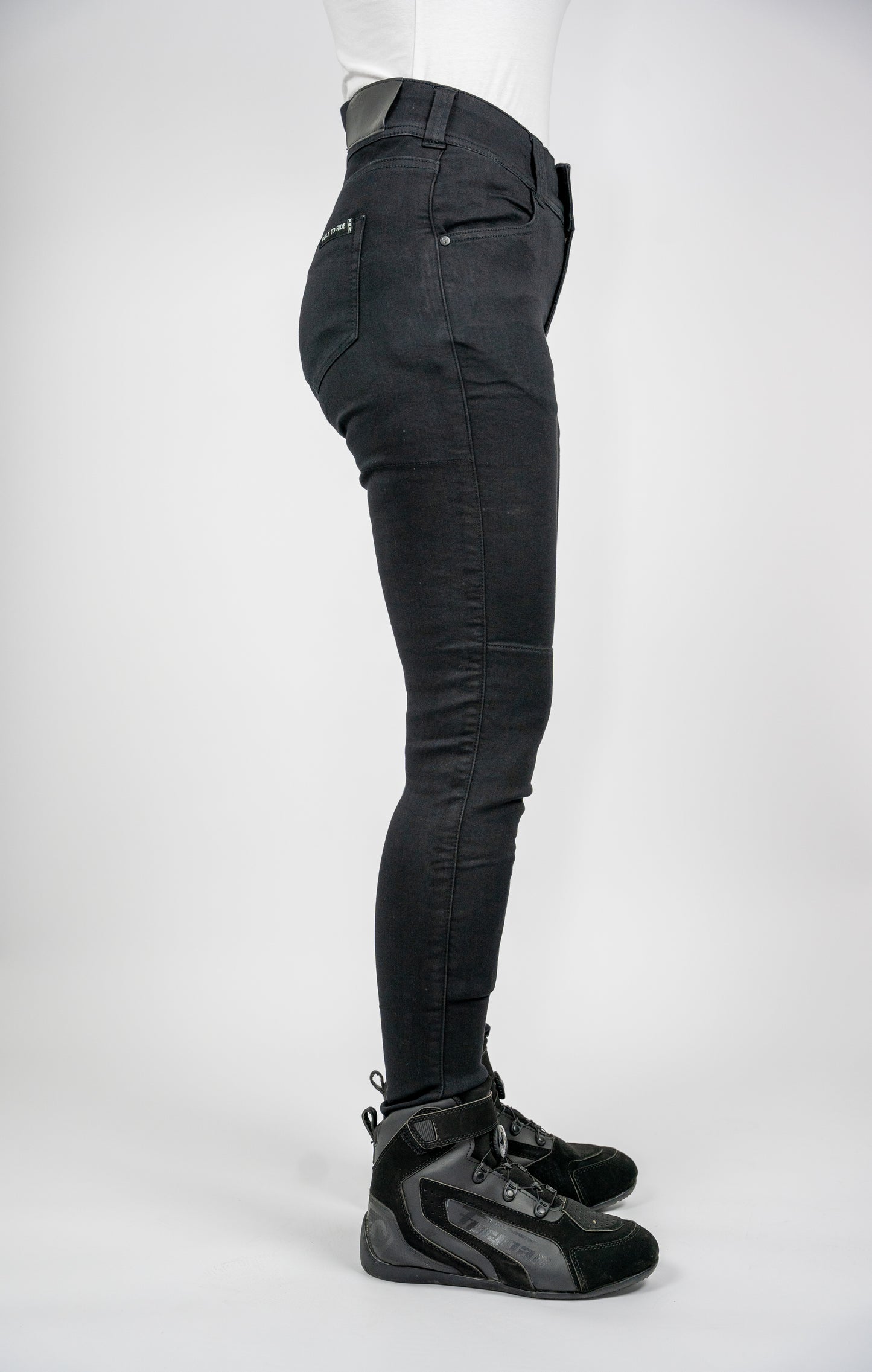 Ladies Fury Black Skinny Motorcycle Jeans