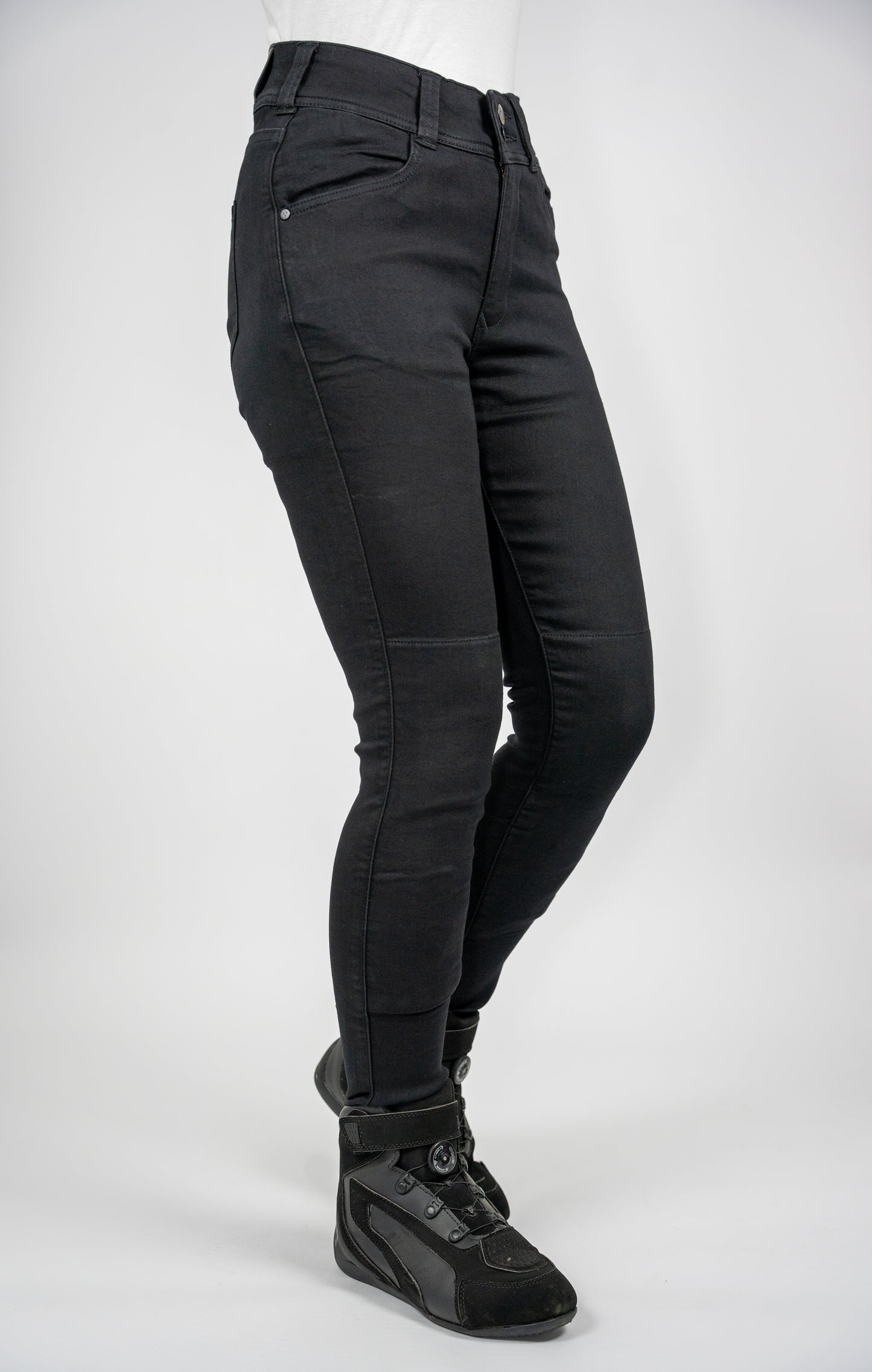 Ladies Fury Black Skinny Motorcycle Jeans
