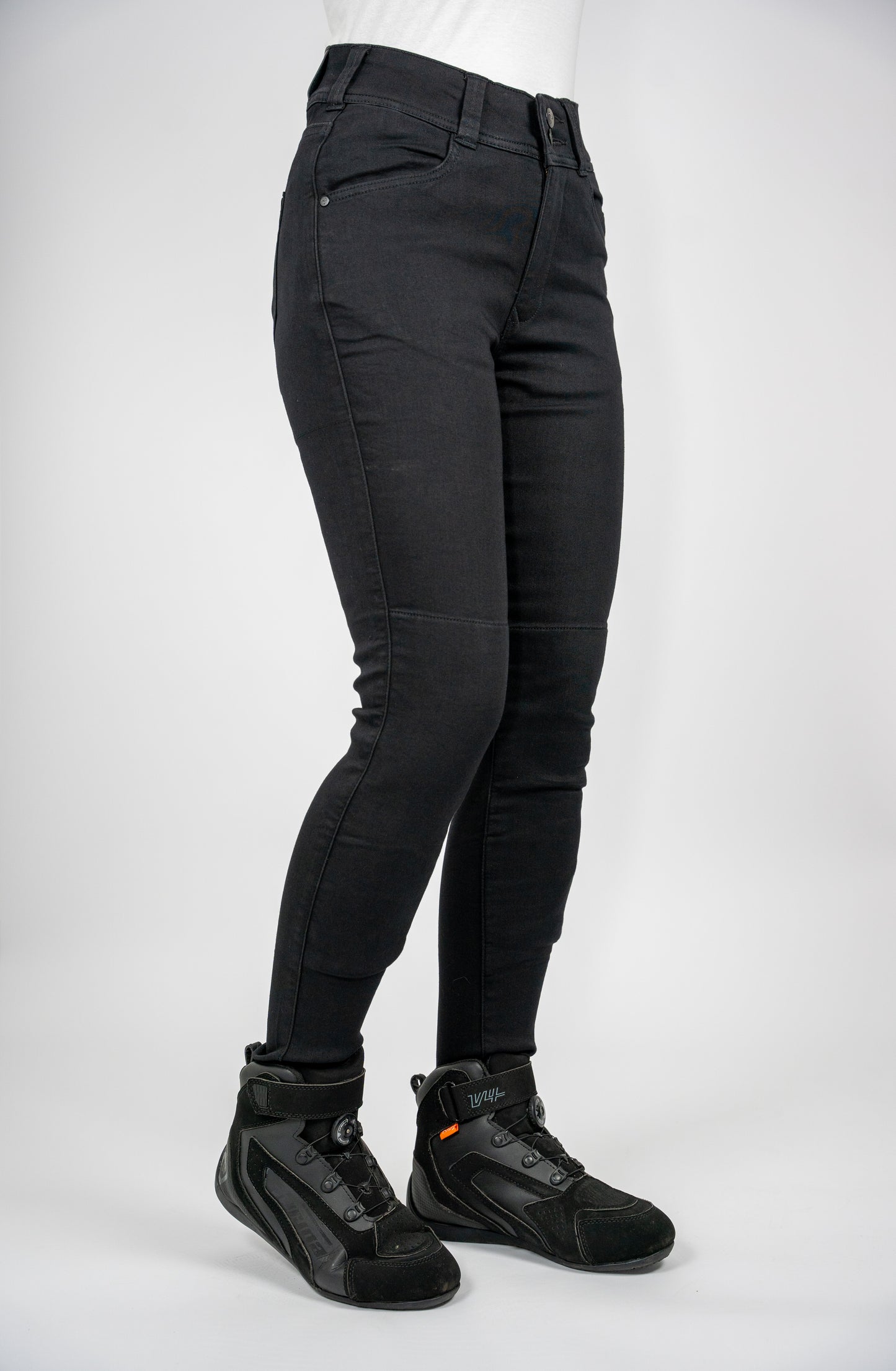 Ladies Fury Black Skinny Motorcycle Jeans