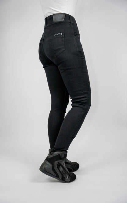 Ladies Fury Black Skinny Motorcycle Jeans