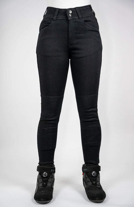 Ladies Fury Black Skinny Motorcycle Jeans