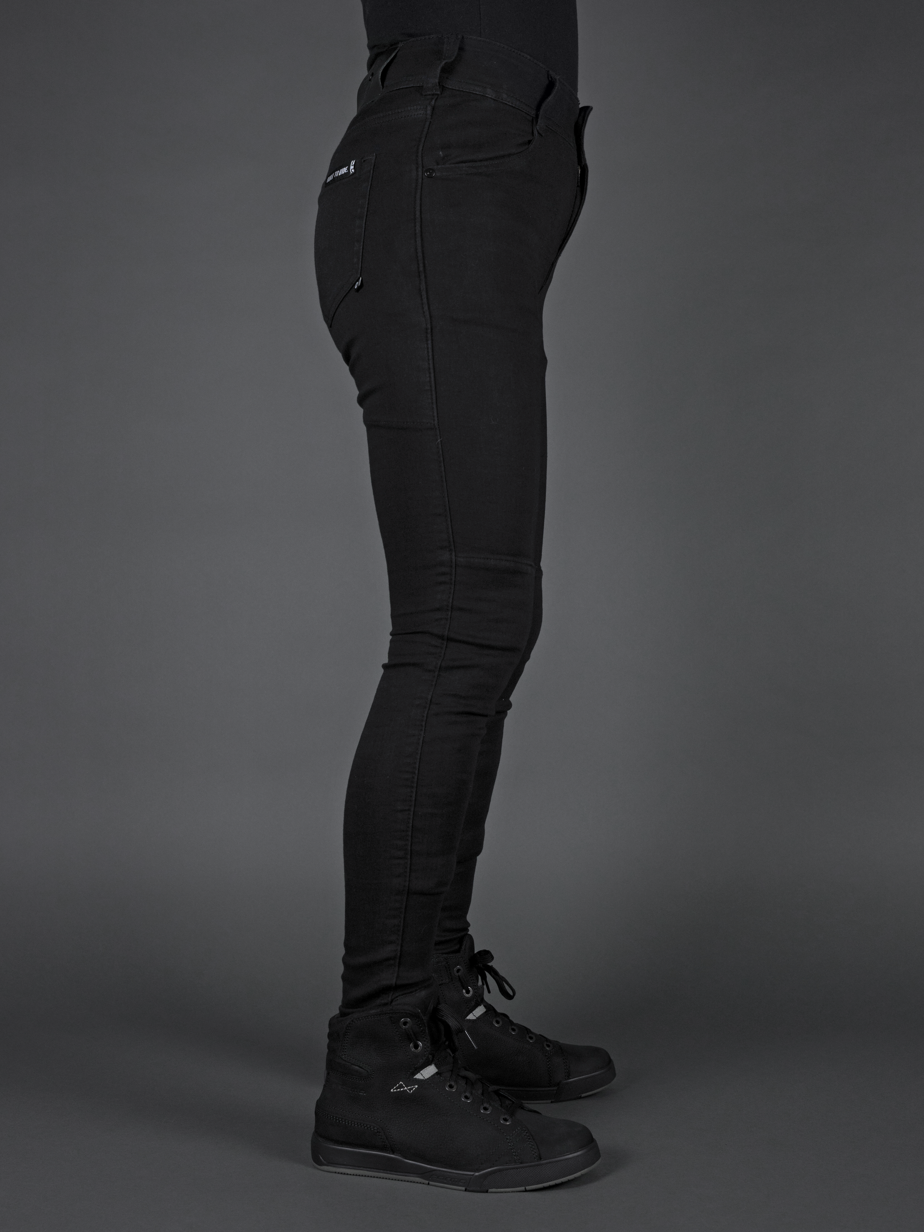 Ladies Fury Black Skinny Motorcycle Jeans