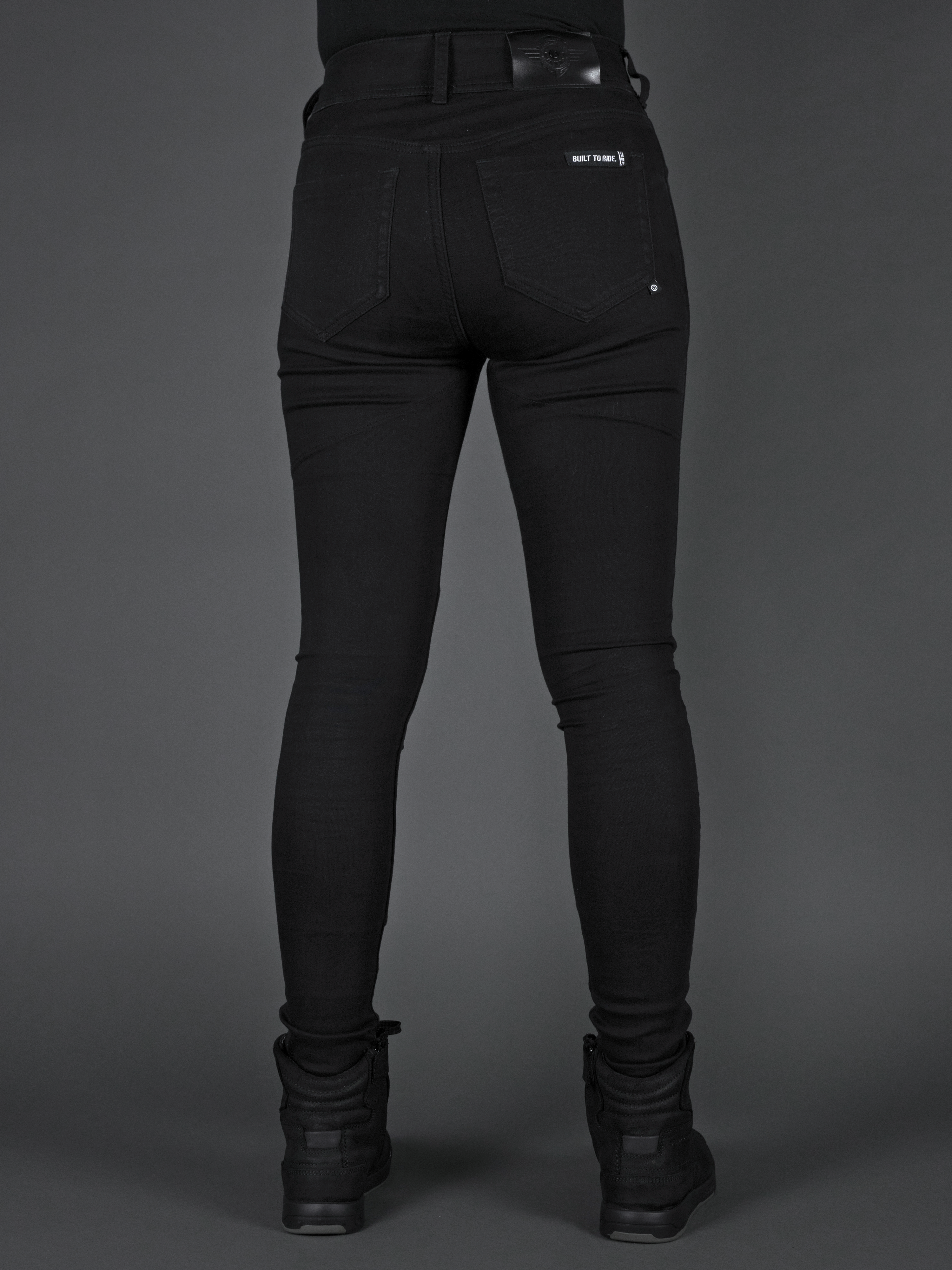 Ladies Fury Black Skinny Motorcycle Jeans