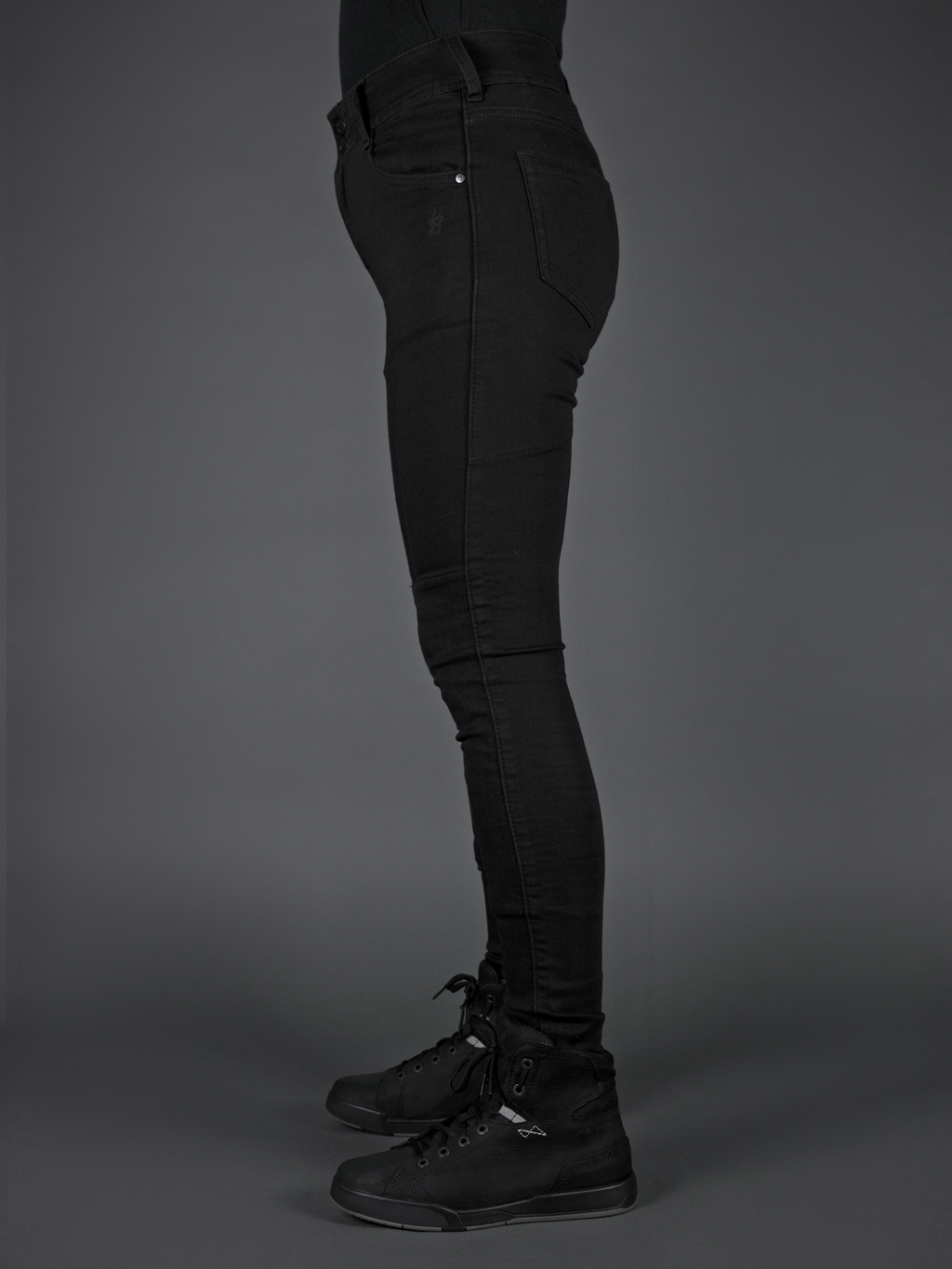 Ladies Fury Black Skinny Motorcycle Jeans