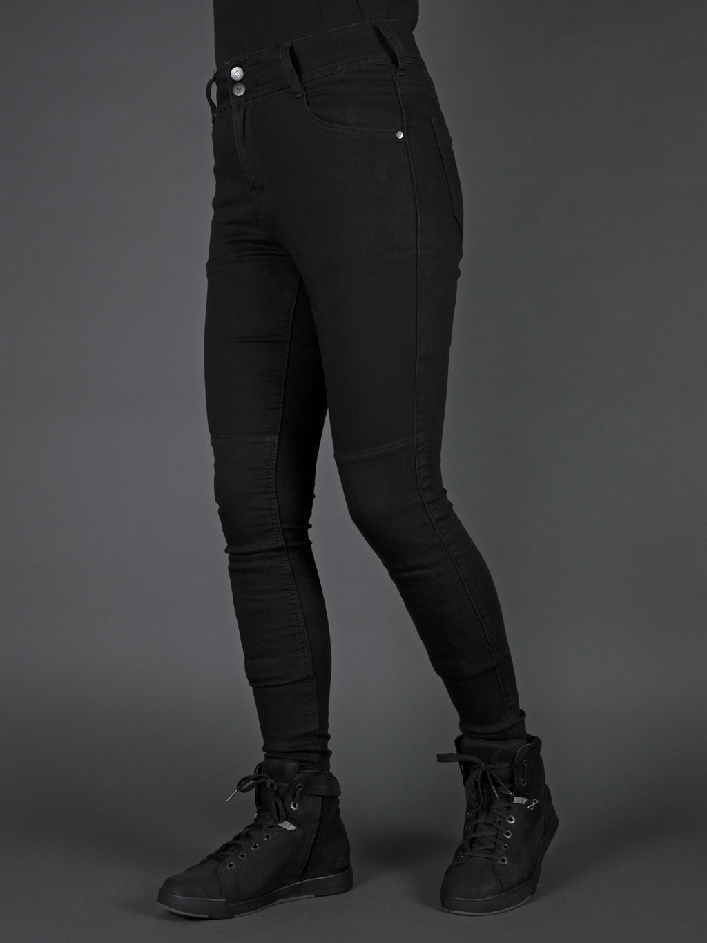 Ladies Fury Black Skinny Motorcycle Jeans