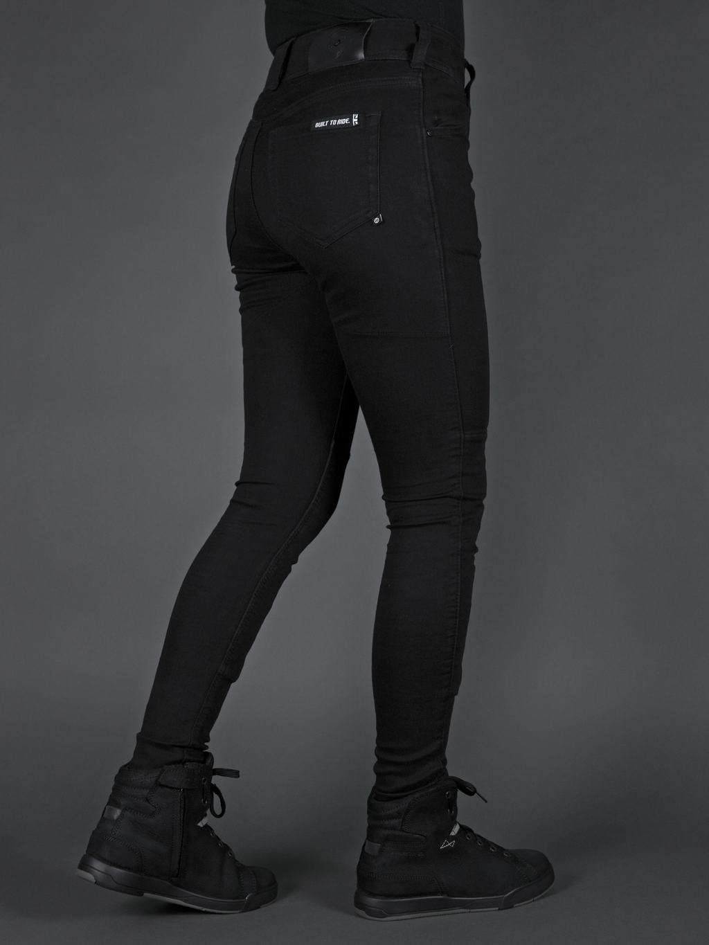 Ladies Fury Black Skinny Motorcycle Jeans