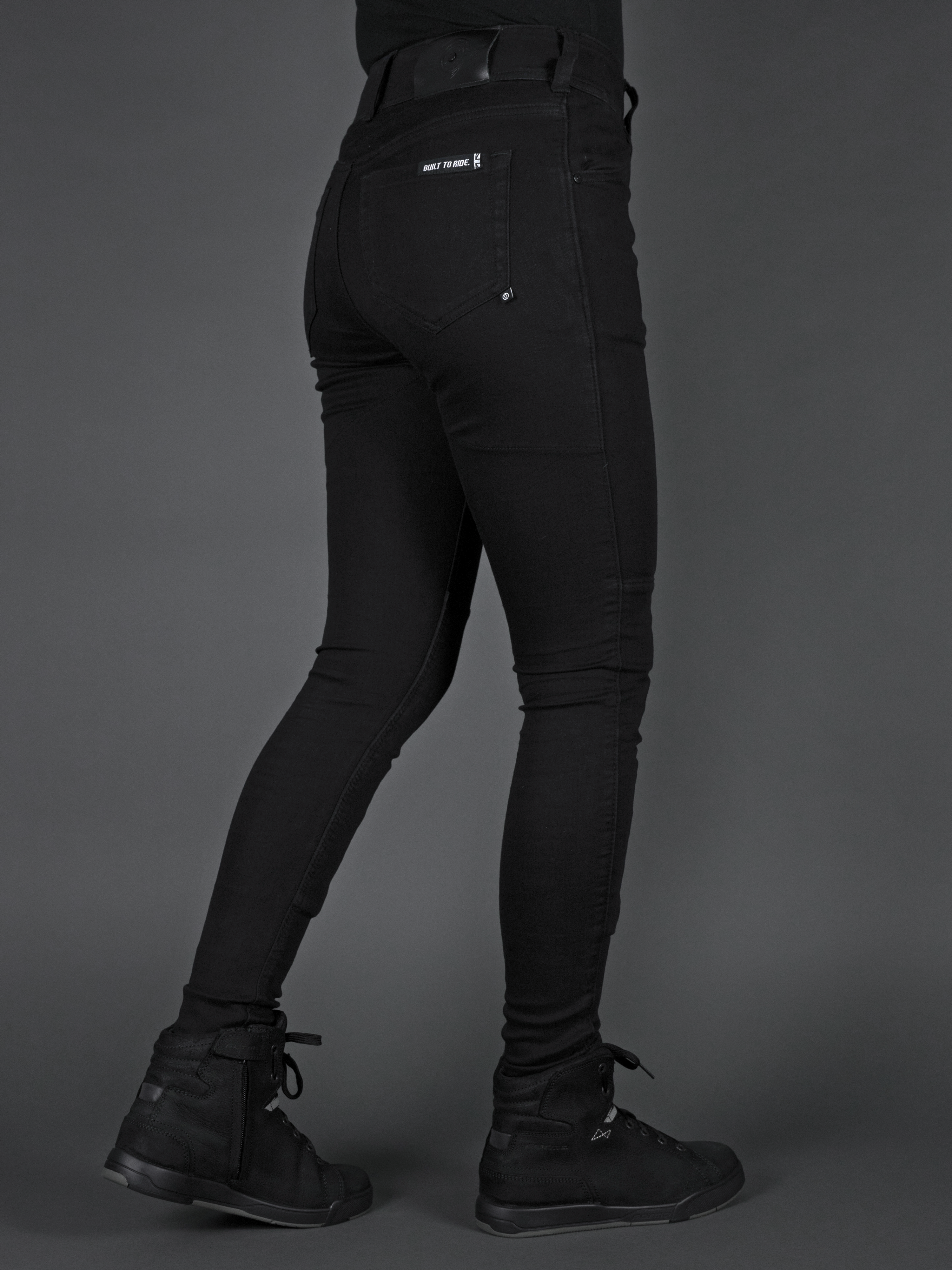 Ladies Fury Black Skinny Motorcycle Jeans